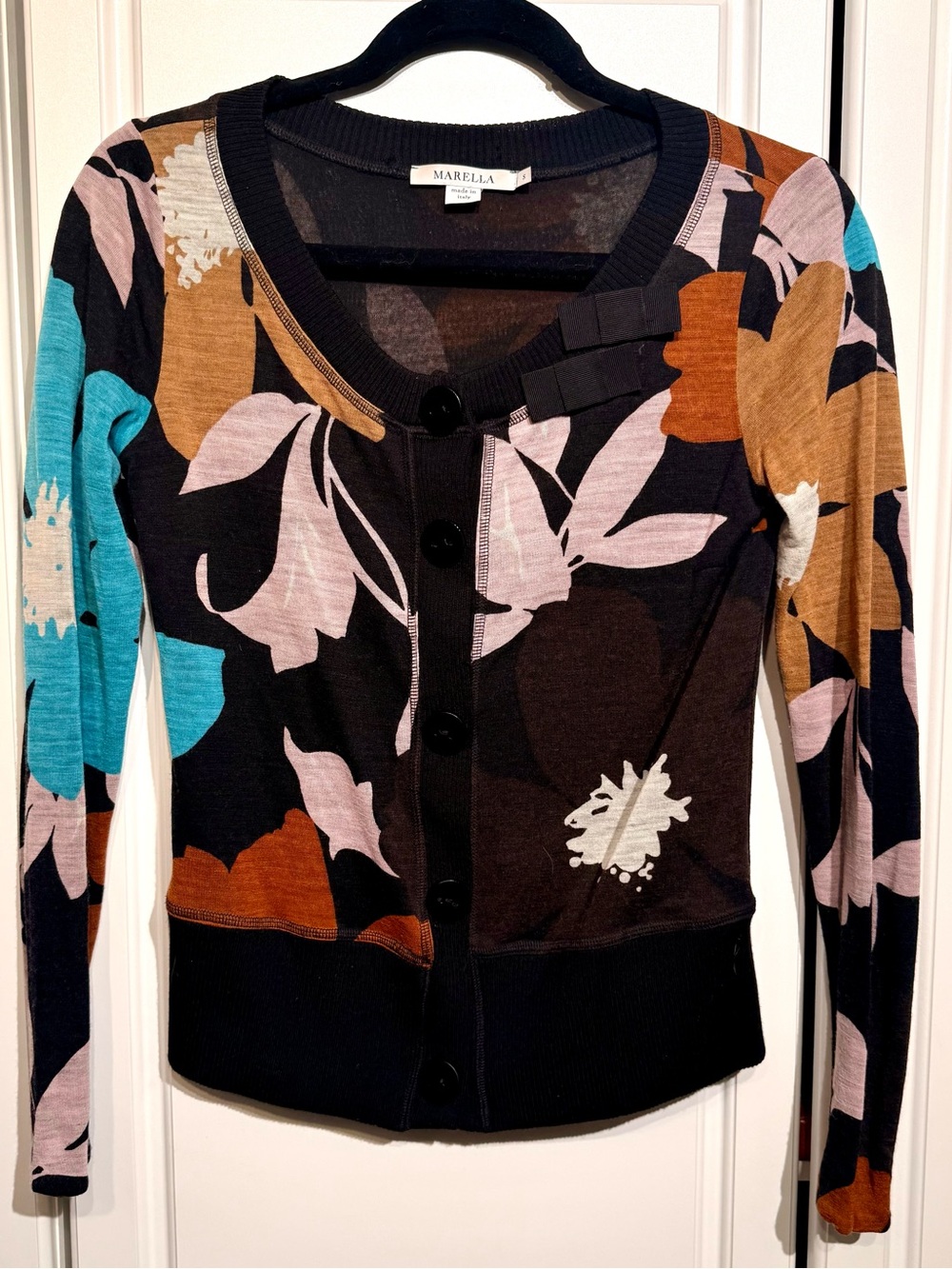 Marella Multi-Color Floral Cardigan Sweater Size Small